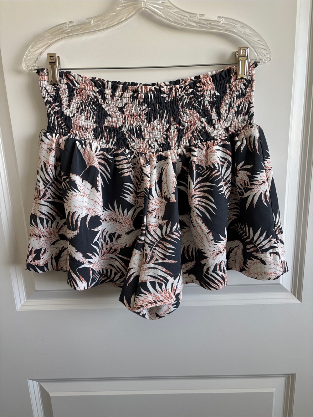TCEC Black Mini Skirt with Blush Tropical Print
